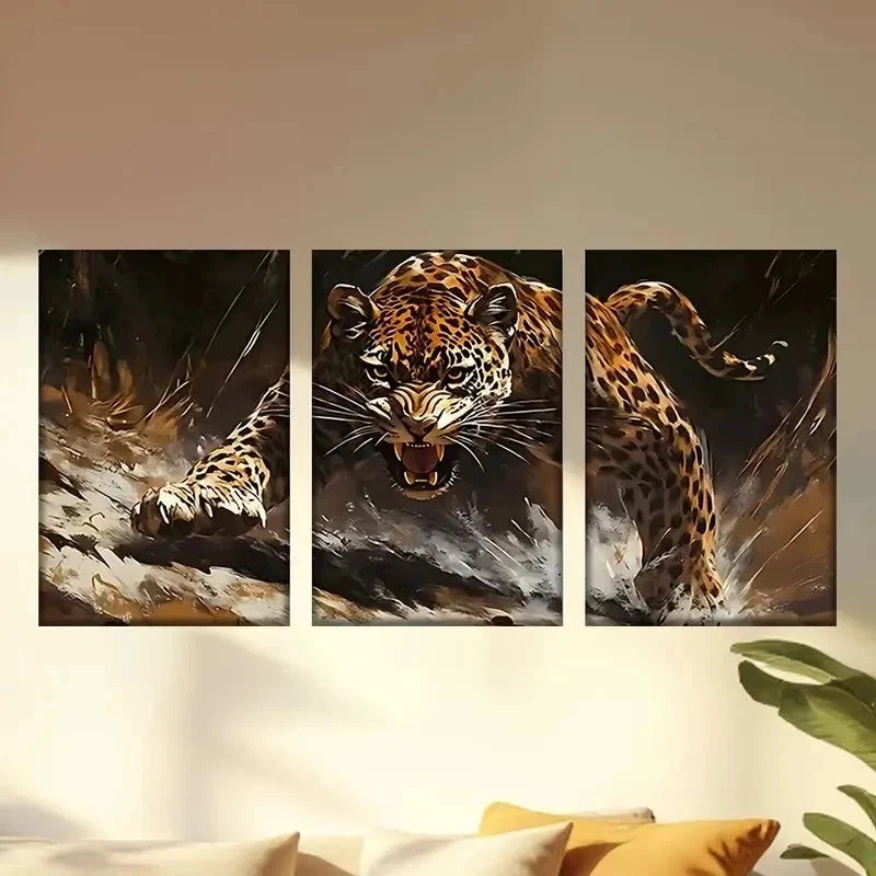 3pcs painting of a for JAGUAR Wall Art Set Canvas Framed 50x70cm - High Quality Print 100% Australian Made Wall Canvas Ready to Hang