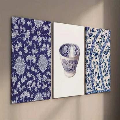 3pcs Nouveau Botanical and Ceramic Design Wall Art Set Canvas Unframed - High Quality Print 100% Australian Made Wall Canvas