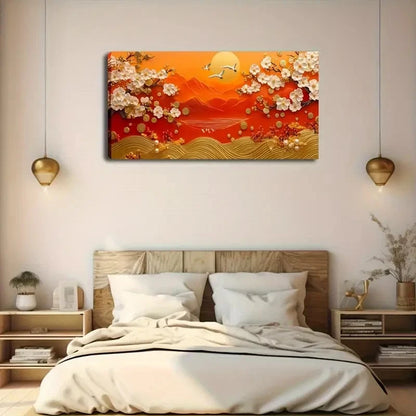 Japanese-Inspired Landscape Wall Art Canvas Office Home Room Framed 120x60cm