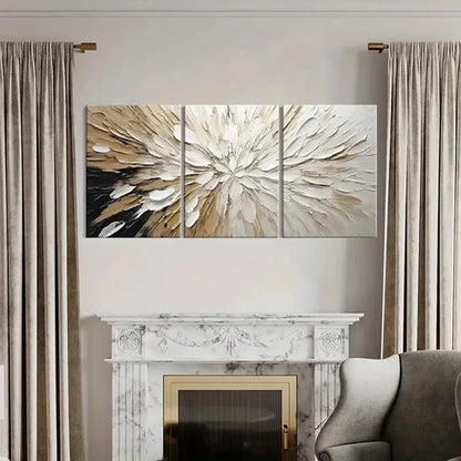 3pcs Abstract Floral Art Neutral Colors Wall Art Canvas Unframed - High Quality Print 100% Australian Made Wall Canvas - Bella Home Decor