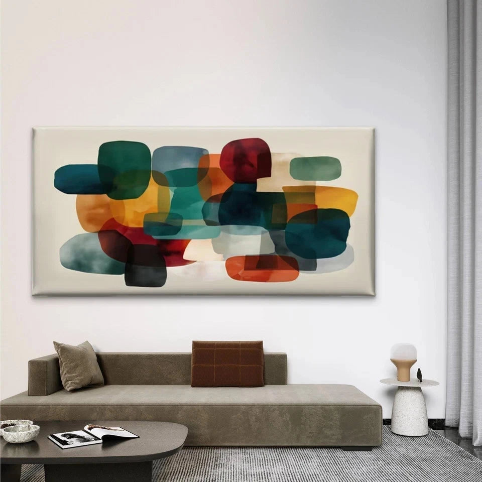 Multicolor Abstract Geometric Wall Art Canvas Office Home Room Framed 120x60cm