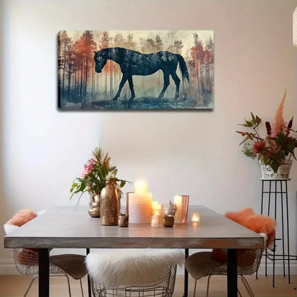 Abstract Horse and Forest Wall Art Canvas Office Home Room Framed 120x60cm - Bella Home Decor