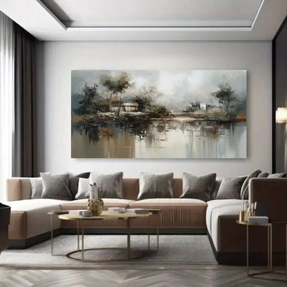 Melancholy Rain Scene Abstract Wall Art Canvas Office Home Room Framed 120x60cm