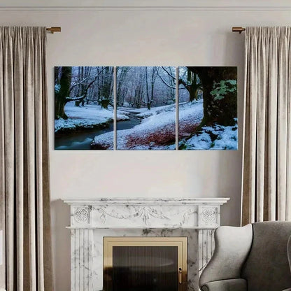 3pcs Streams Snow Scene Modern Wall Art Set Canvas Framed 50x70cm - High Quality Print 100% Australian Made Wall Canvas Ready to Hang - Bella Home Decor