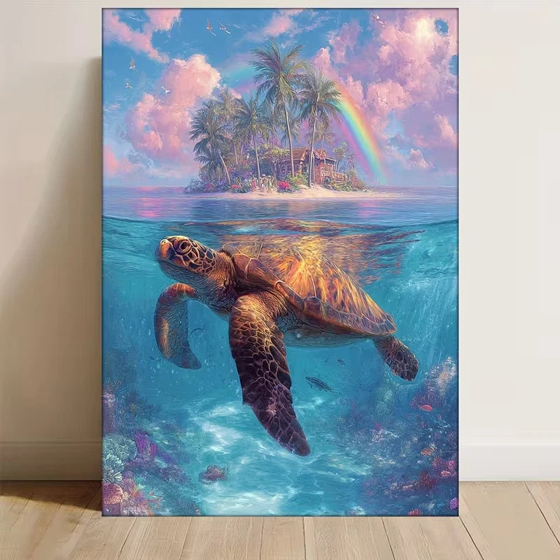 Tropical Sea Turtle Ocean Metal Print Ready to Hang