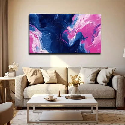 Vivid Flowing Design Purple Wall Art Canvas Office Home Room Framed 120x60cm