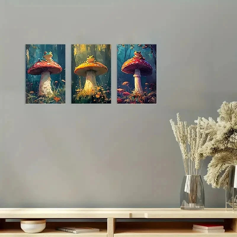3pcs Creeks And Rivers with Frogs Framed Wall Art Set Canvas Framed 50x70cm - High Quality Print 100% Australian Made Wall Canvas Ready to Hang - Bella Home Decor