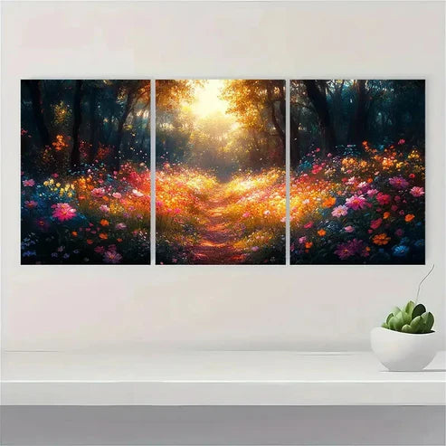 3pcs Glowing Garden Fairy Forest Flower A Wall Art Set Canvas Unframed - High Quality Print 100% Australian Made Wall Canvas - Bella Home Decor