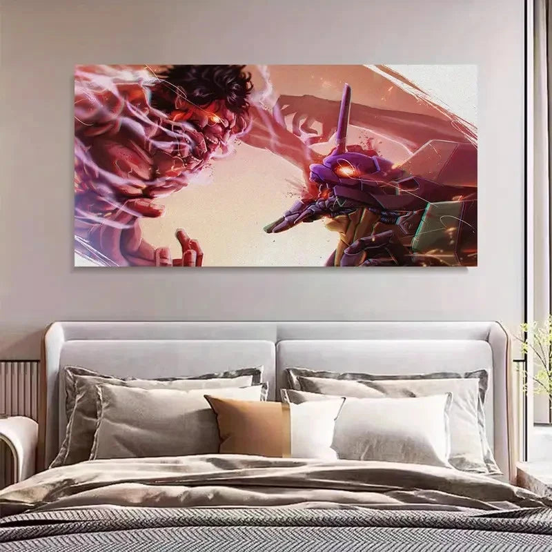 Popular Manga Fight Scenery Wall Art Canvas Office Home Room Framed 120x60cm