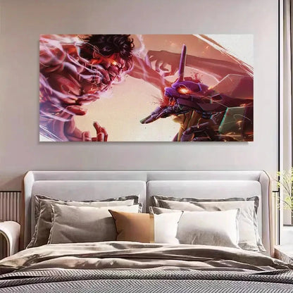 Popular Manga Fight Scenery Wall Art Canvas Office Home Room Framed 120x60cm