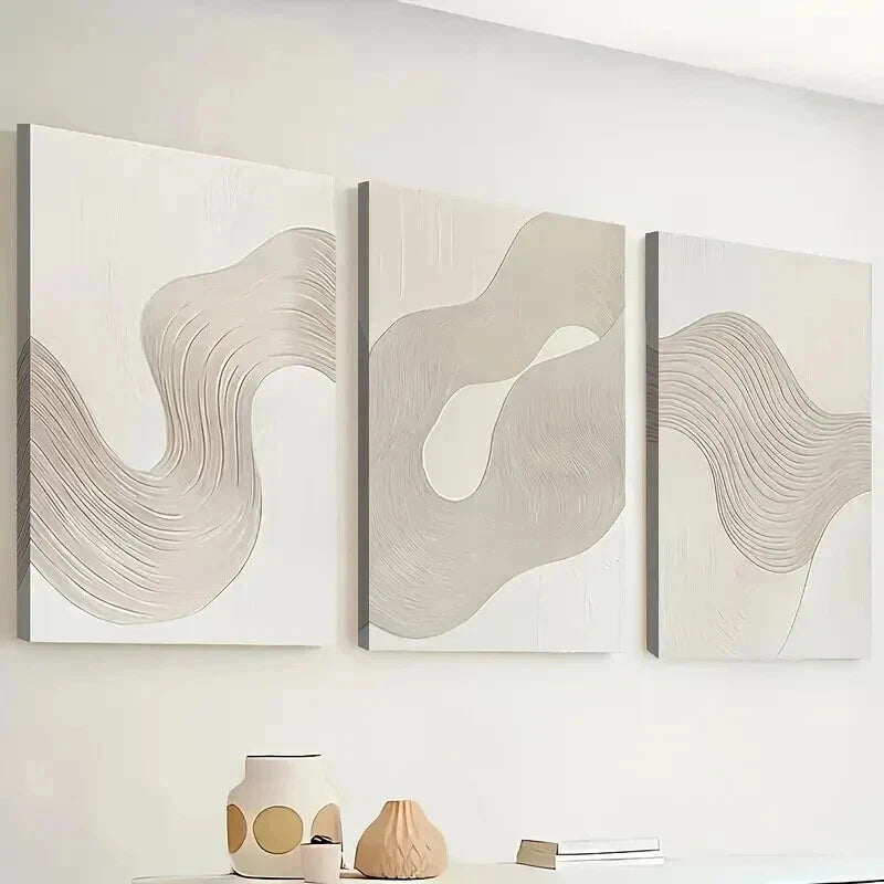 3pcs Modern Abstract Line Art Decor Wall Art Set Canvas Framed 60x90cm - High Quality Print 100% Australian Made Wall Canvas Ready to Hang