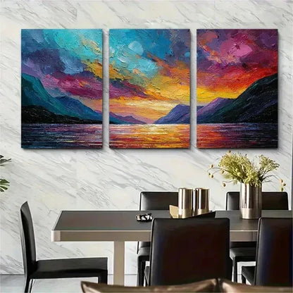 3pcs Mountain Scenery Textured Décor Wall Art Set Canvas Unframed - High Quality Print 100% Australian Made Wall Canvas
