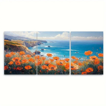 3pcs California Seascape Art OceanS  Wall Art Set Canvas Framed 50x70cm - High Quality Print 100% Australian Made Wall Canvas Ready to Hang - Bella Home Decor