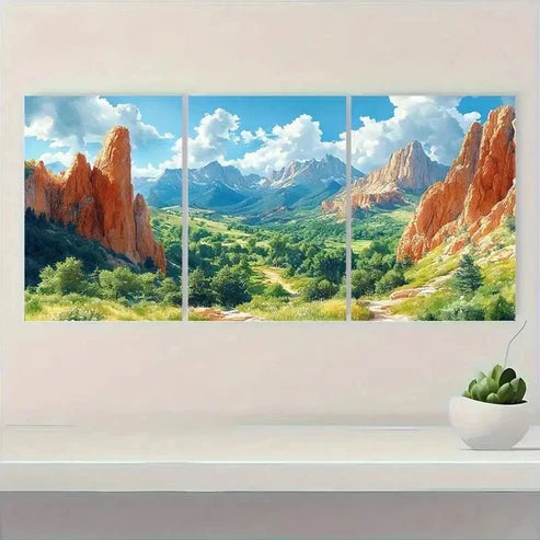 3pcs Vibrant Colorado Mountains & Red Rocks S Wall Art Set Canvas Unframed - High Quality Print 100% Australian Made Wall Canvas