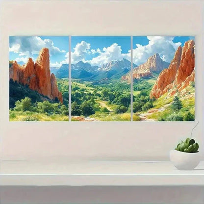 3pcs Vibrant Colorado Mountains & Red Rocks S Wall Art Set Canvas Unframed - High Quality Print 100% Australian Made Wall Canvas