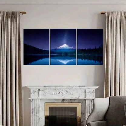 3pcs Snow Mountain Milky Way Lake Wall Art Set Canvas Framed 60x90cm - High Quality Print 100% Australian Made Wall Canvas Ready to Hang