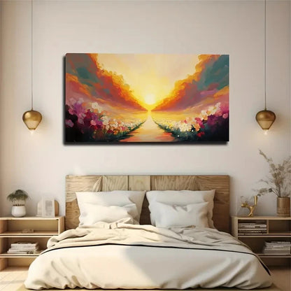Vivid Style Flower Path Wall Art Canvas Office Home Room Framed 120x60cm