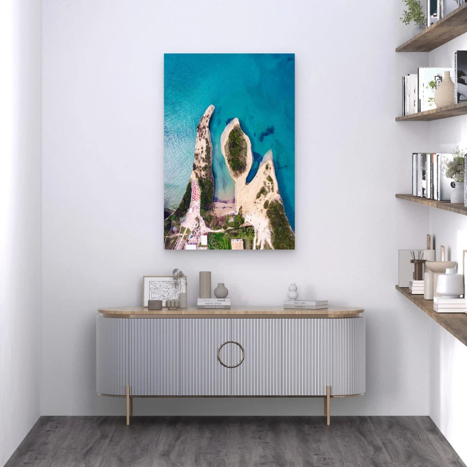 Drone Shot Clear Beautiful Sea Sandy Shore 60x90cm Metal Print Ready to Hang
