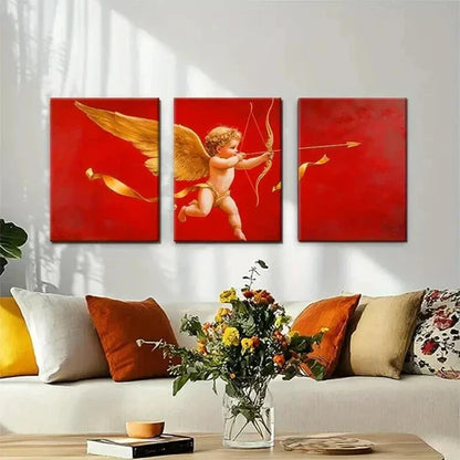 3pcs Cupid Angel Golden Winged Cherub Perfect Wall Art Canvas Unframed - High Quality Print 100% Australian Made Wall Canvas - Bella Home Decor