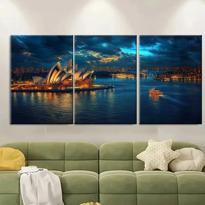 3pcs Sydney Opera House Travel Print Australia Wall Art Set Canvas Framed 40x60cm - High Quality Print 100% Australian Made Wall Canvas Ready to Hang