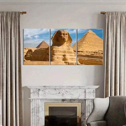 3pcs Egyptian Scenery Sphinx Pyramids Wall Art Set Canvas Framed 60x90cm - High Quality Print 100% Australian Made Wall Canvas Ready to Hang - Bella Home Decor