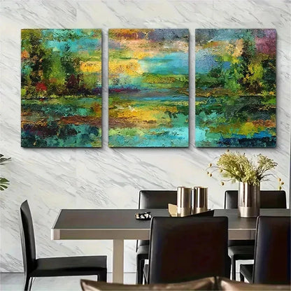 3pcs Vintage Expressionist Abstract Perfect Wall Art Set Canvas Framed 50x70cm - High Quality Print 100% Australian Made Wall Canvas Ready to Hang