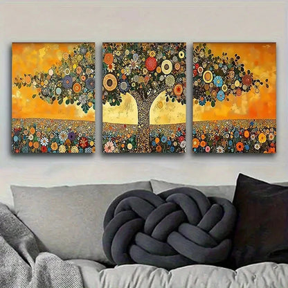 3pcs Whimsical Flower Tree Painting Wall Art Set Canvas Framed 60x90cm - High Quality Print 100% Australian Made Wall Canvas Ready to Hang - Bella Home Decor