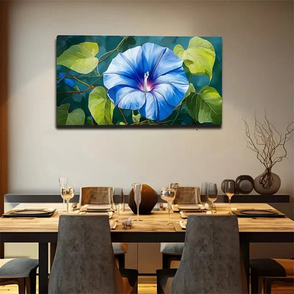 Blue Trumpet Flower Modern Wall Art Canvas Office Home Room Framed 120x60cm