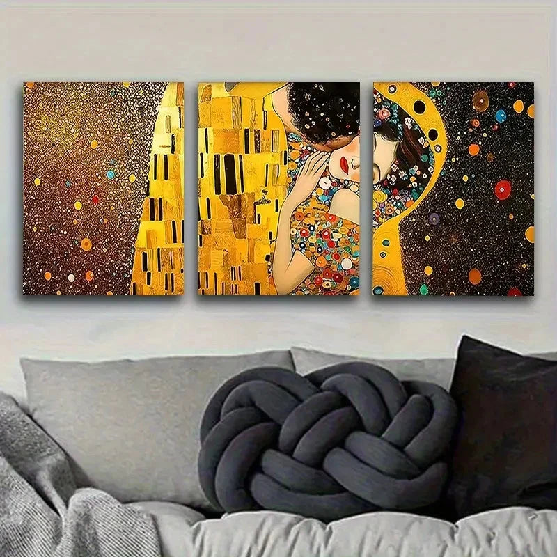 3pcs Glittering Woman And Eiffel Tower Mosaic Wall Art Set Canvas Framed 40x60cm - High Quality Print 100% Australian Made Wall Canvas Ready to Hang - Bella Home Decor