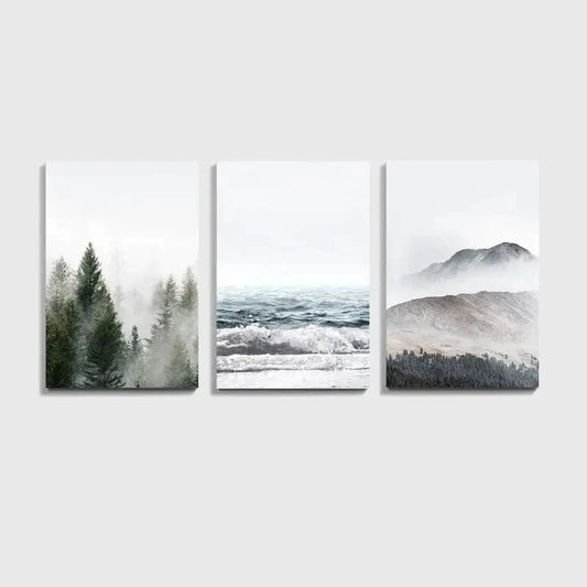 3pcs Nature Beauty Blue & Green Hues Wall Art Set Canvas Framed 40x60cm - High Quality Print 100% Australian Made Wall Canvas Ready to Hang