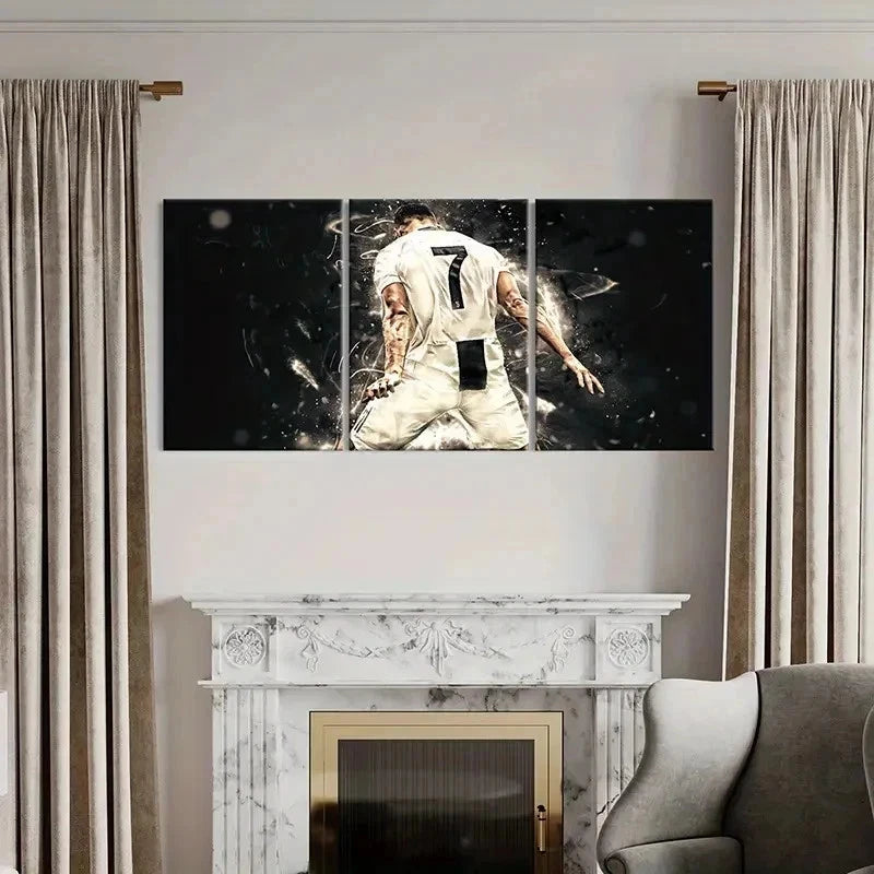 3pcs C. Ronaldo Dynamic Celebration Design Wall Art Set Canvas Framed 40x60cm - High Quality Print 100% Australian Made Wall Canvas Ready to Hang - Bella Home Decor