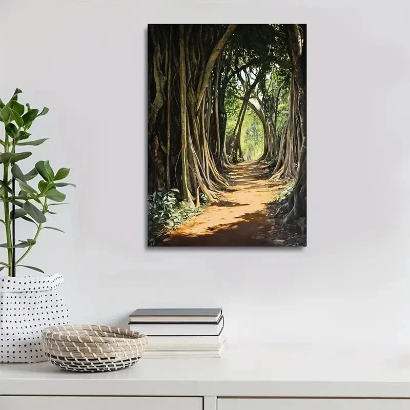 Natural Scenery Painting with Pine Painting 40x60cm Metal Print Ready to Hang - Bella Home Decor