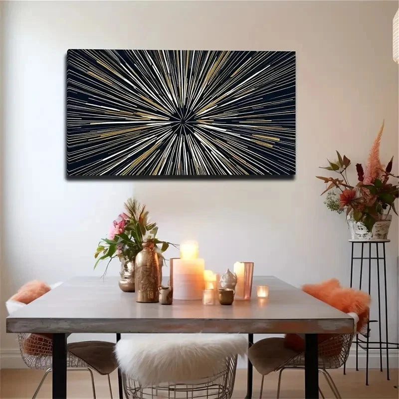Abstract Interwoven Line Design Wall Art Canvas Office Home Room Framed 120x60cm