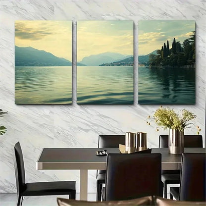 3pcs Mountains and Lake Vibrant Italian Metal Print Ready to Hang Art - Bella Home Decor