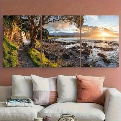 3pcs Falls Park Scenic Views Waterfall PerfectWall Art Set Canvas Framed 60x90cm - High Quality Print 100% Australian Made Wall Canvas Ready to Hang