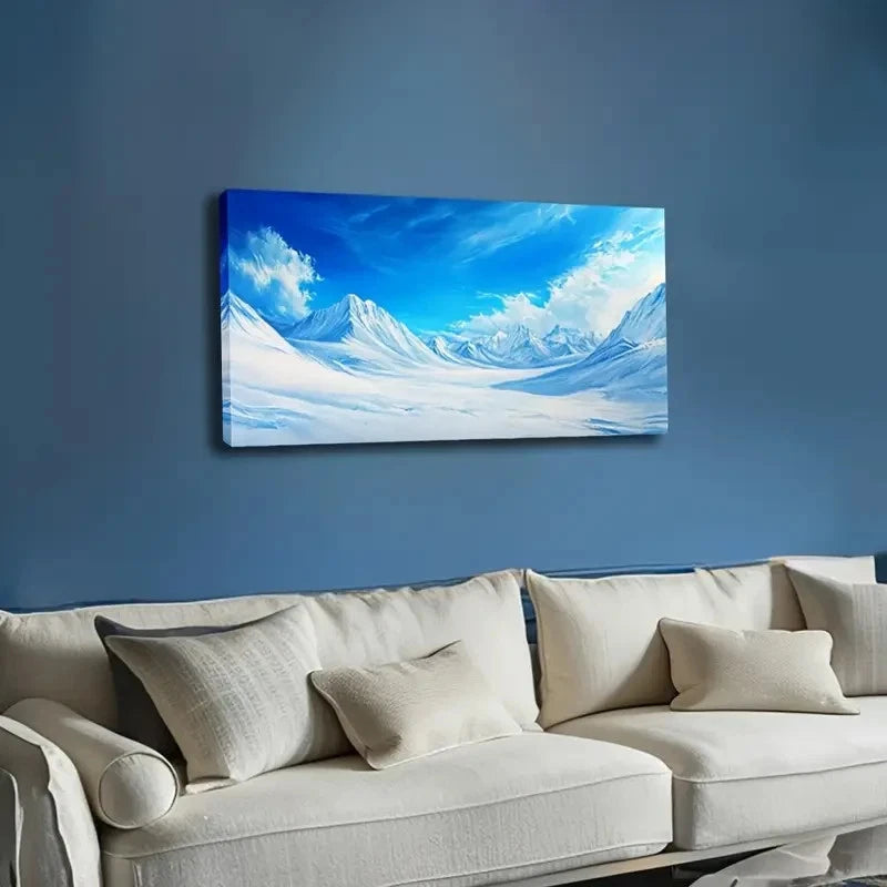 Bright Sky And Snowy Mountains Wall Art Canvas Office Home Room Framed 120x60cm