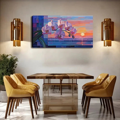 Vibrant Sunset Hues Orchid Wall Art Canvas Office Home Room Framed 120x60cm - Bella Home Decor