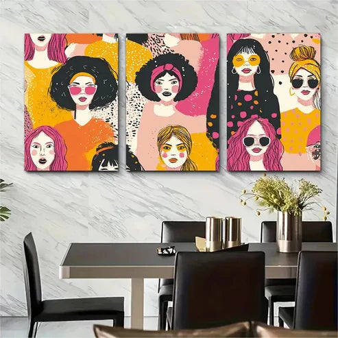 3pcs College Apartment Aesthetic Girls Perfect Wall Art Set Canvas Unframed – High Quality Print 100% Australian Made Wall Canvas - Bella Home Decor