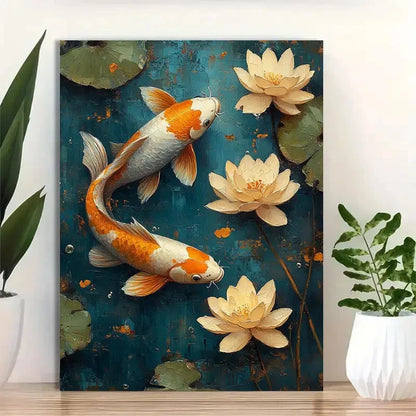 Beautiful Serene Blue Background Painting 40x60cm Metal Print Ready to Hang - Bella Home Decor