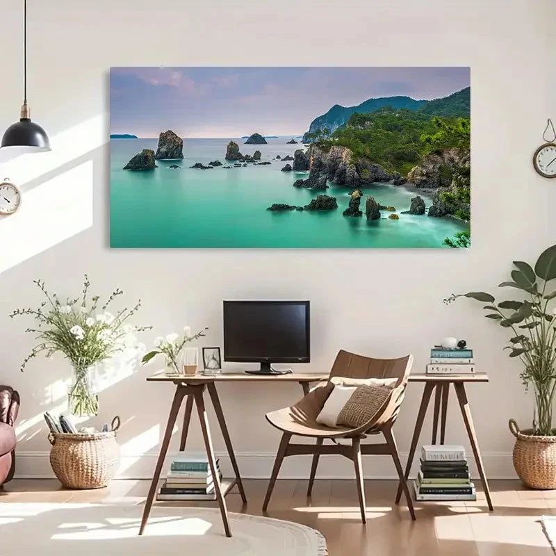 Stunning Natural Scenery Island Wall Art Canvas Office Home Room Framed 120x60cm