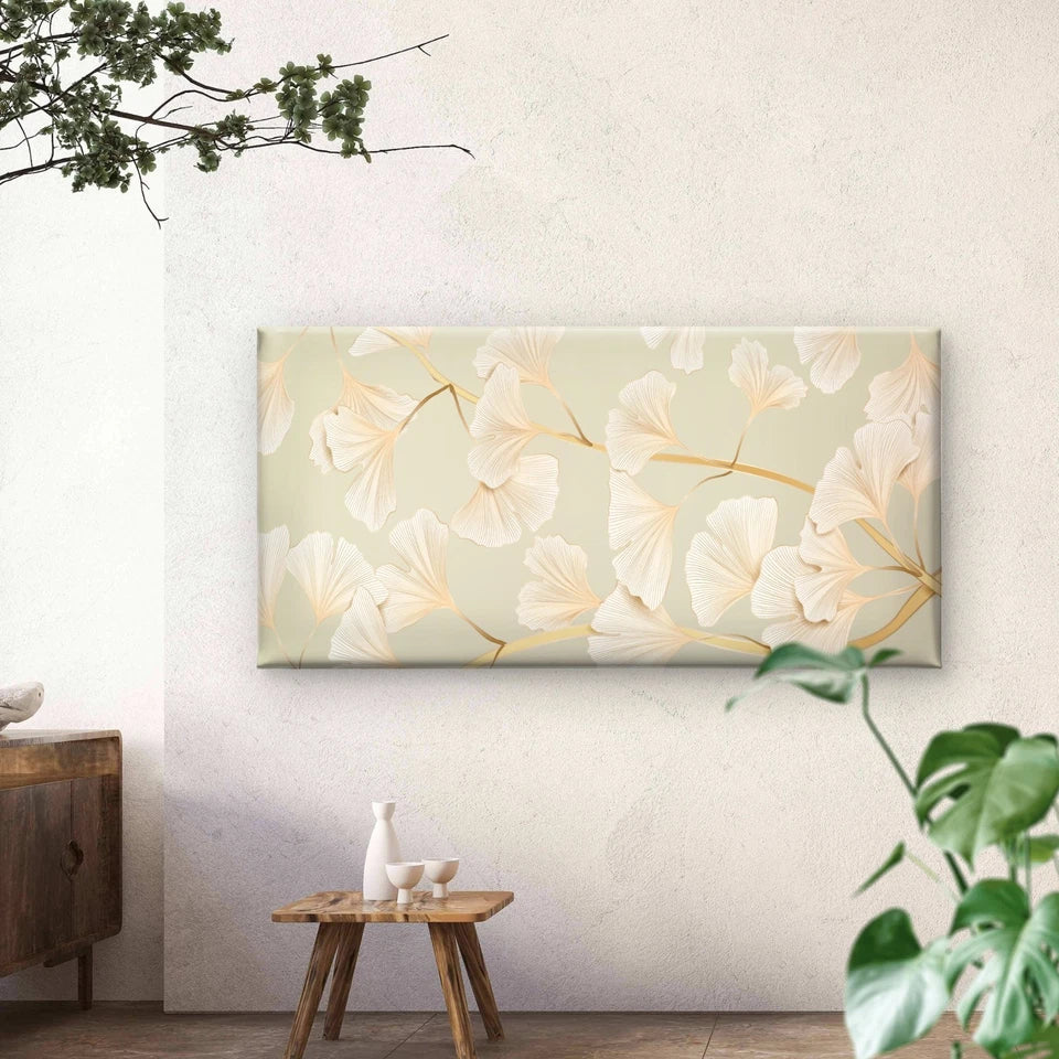Busy Ginkgo Pattern Life Wall Art Canvas Office Home Room Framed 120x60cm - Bella Home Decor