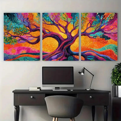 3pcs Vibrant Tree Of Positive Energy Prefect Wall Art Set Canvas Framed 60x90cm - High Quality Print 100% Australian Made Wall Canvas Ready to Hang