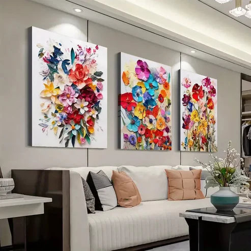 3pcs Watercolor Floral Canvas Framed 60X90cm - High Quality Print 100% Australian Made Wall Canvas Ready to Hang - Bella Home Decor