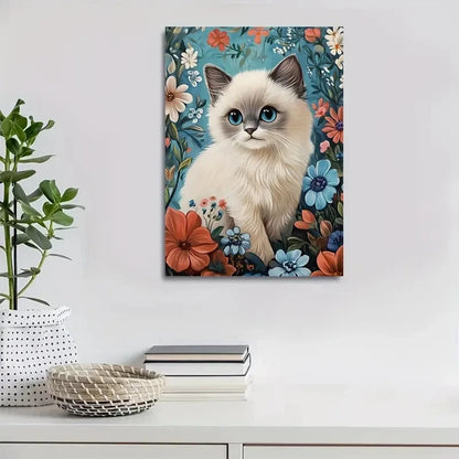 Beautiful Cute Ragdoll Kitten with Vibrant Painting 40x60cm Metal Print Ready to Hang - Bella Home Decor
