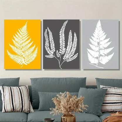3pcs Fern Leaf Wall Art Set Canvas Unframed - High Quality Print 100% Australian Made Wall Canvas