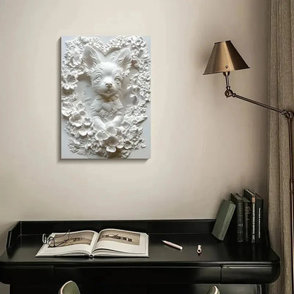Wooden Dog Heart Blossoms Design Painting 40x60cm Metal Print Ready to Hang - Bella Home Decor