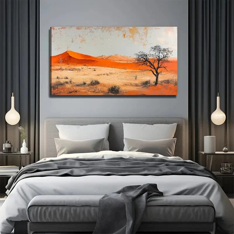 Orange & Beige Desert Scenery Wall Art Canvas Office Home Room Framed 120x60cm