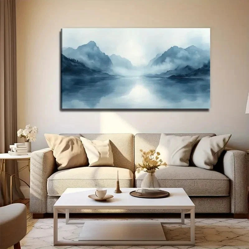 Monochrome Lands Nature Wall Art Canvas Office Home Room Framed 120x60cm