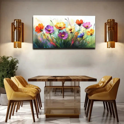 Vibrant Gesang Flowers Painting Wall Art Canvas Office Home Room Framed 120x60cm
