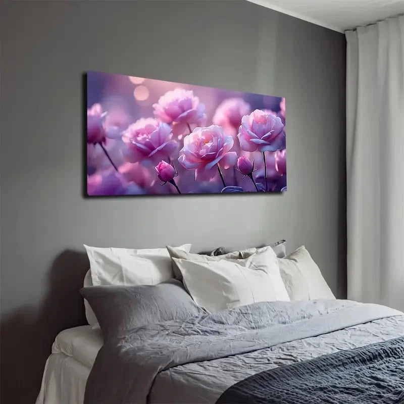 Vivid Ecological Pink Rose Wall Art canvas office home room framed 120x60cm